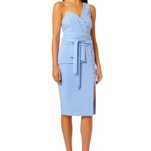 💋NWT💋 Lavish Alice Blue Origami One shoulder Midi Dress In Cornflower Blue